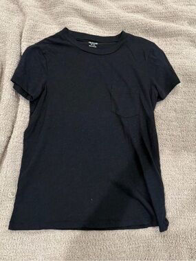 Madewell Black Crewneck Short Sleeve Pocket Tee